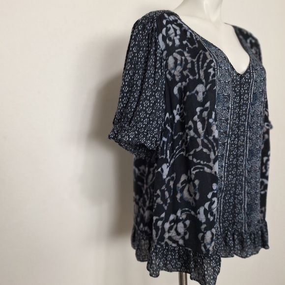 Lucky Brand Boho Floral Mixed Print Bohemian Hippie Retro Blouse Plus Size 2X - Picture 3 of 14